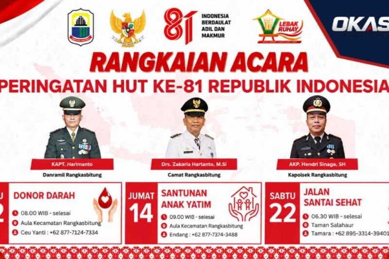 Sambut HUT ke-81 RI, Kecamatan Rangkasbitung Siapkan Donor Darah hingga Jalan Santai