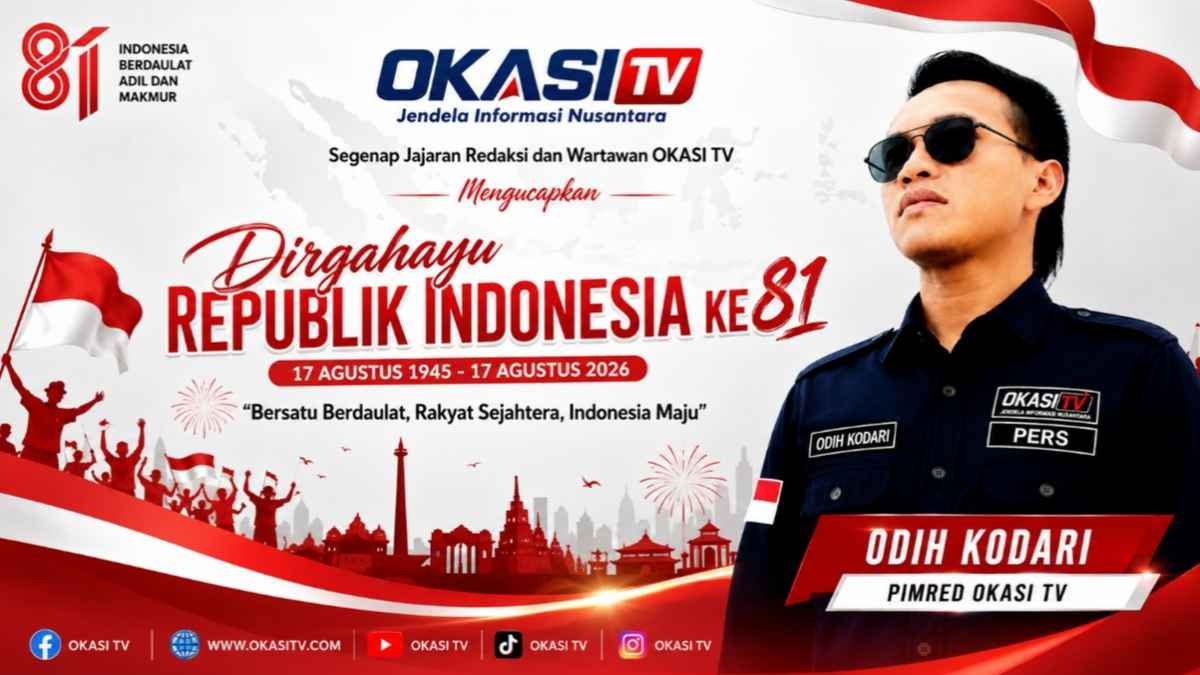 Pimred Okasi TV Odih Kodari menyampaikan ucapan HUT Ke-81 RI