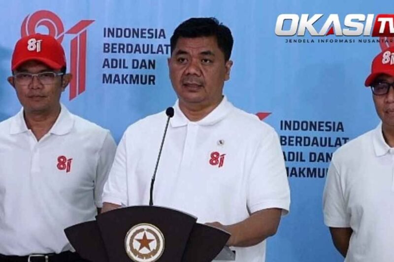 Wakil Menteri Sekretaris Negara Juri Ardiantoro menyampaikan rangkaian agenda HUT Ke-81 RI dalam konferensi pers di Istana Kepresidenan Jakarta.