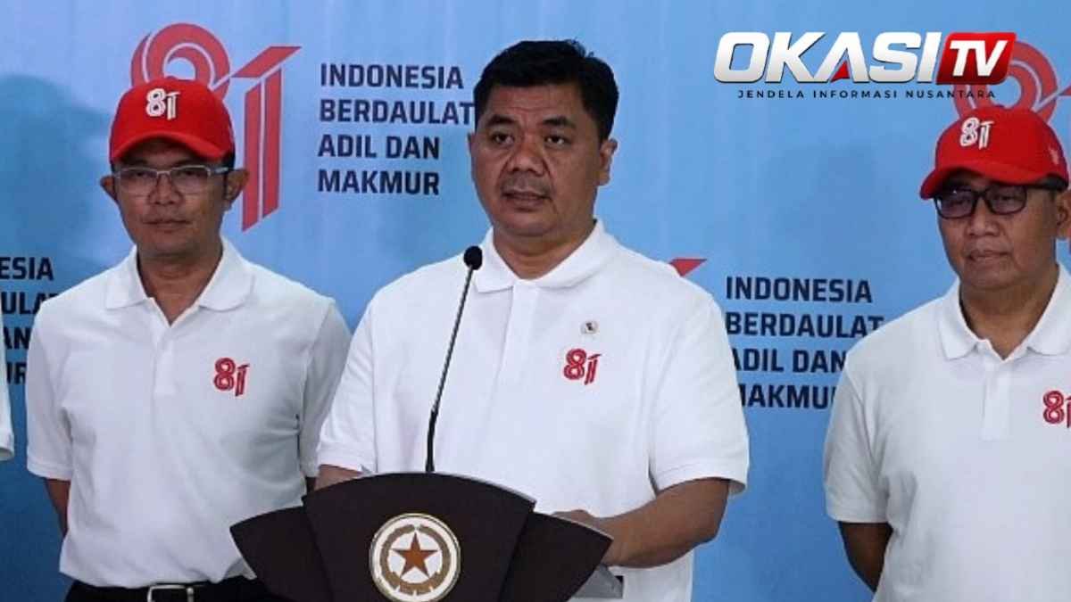 Wakil Menteri Sekretaris Negara Juri Ardiantoro menyampaikan rangkaian agenda HUT Ke-81 RI dalam konferensi pers di Istana Kepresidenan Jakarta.