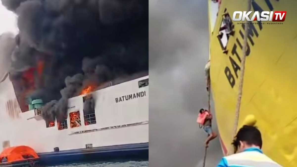 KMP Batumandi terbakar saat hendak sandar di Pelabuhan Merak